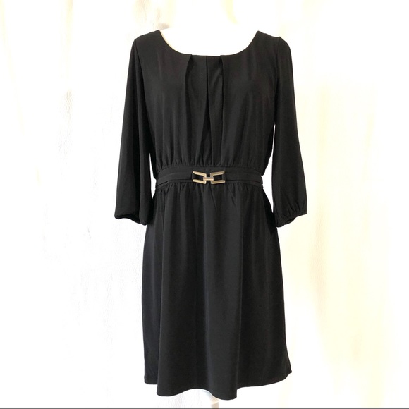 black dress with silver belt